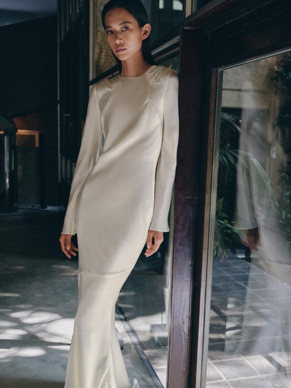Zara Cream Long-Sleeve Maxi Dress